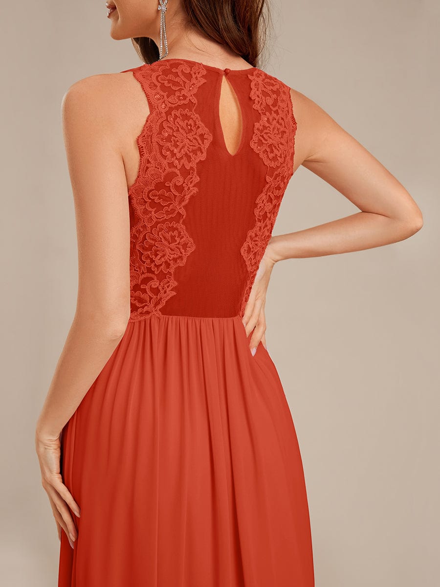 Applique Chiffon Sleeveless Bridesmaid Dress #color_Burnt Orange