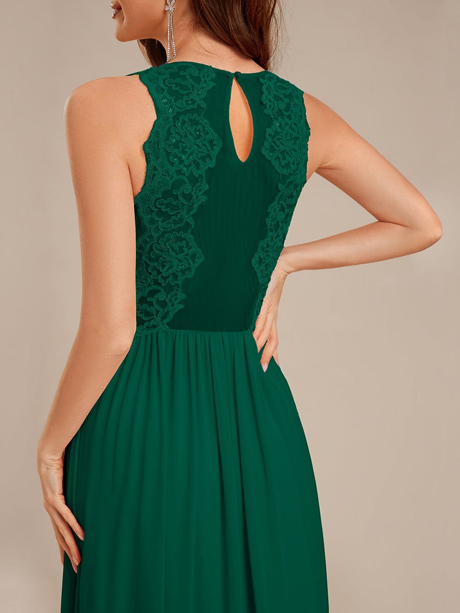 Applique Chiffon Sleeveless Bridesmaid Dress #color_Dark Green