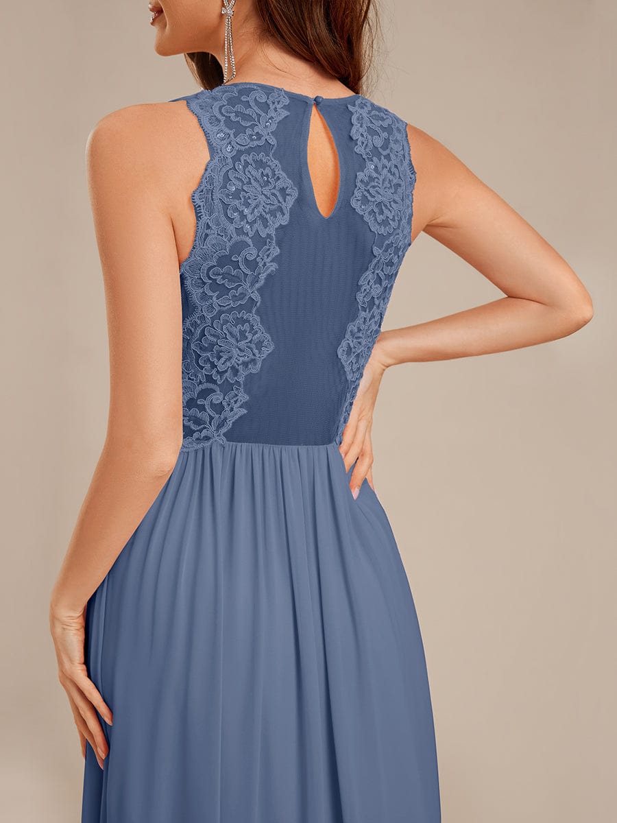 Applique Chiffon Sleeveless Bridesmaid Dress #color_Dusty Blue