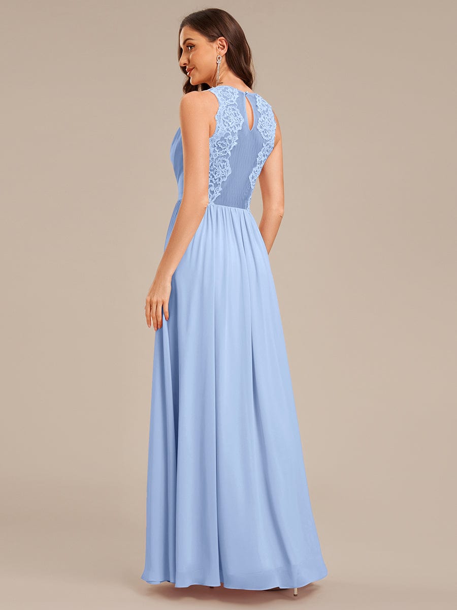 Applique Chiffon Sleeveless Bridesmaid Dress #color_Ice Blue