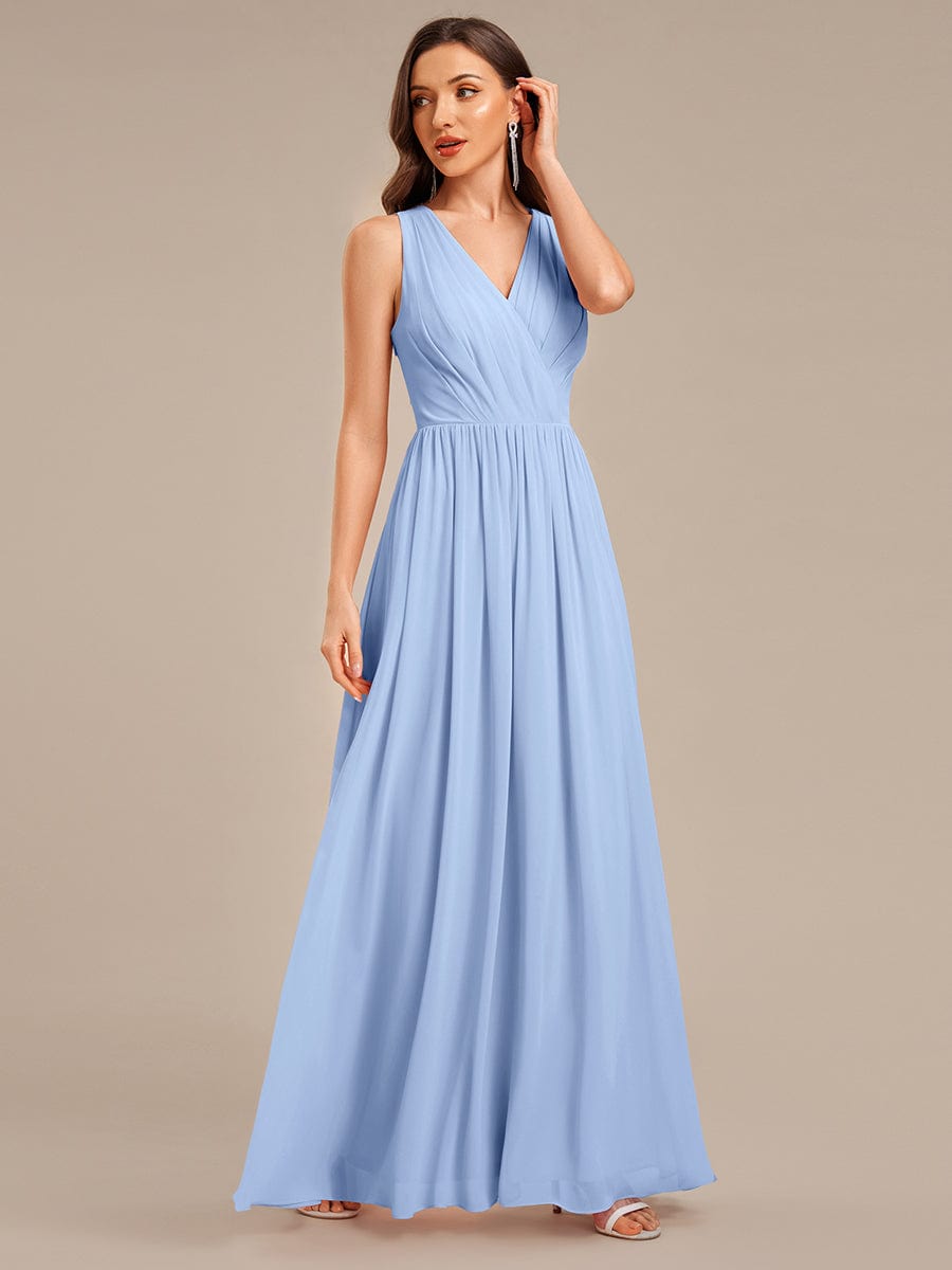 Applique Chiffon Sleeveless Bridesmaid Dress #color_Ice Blue