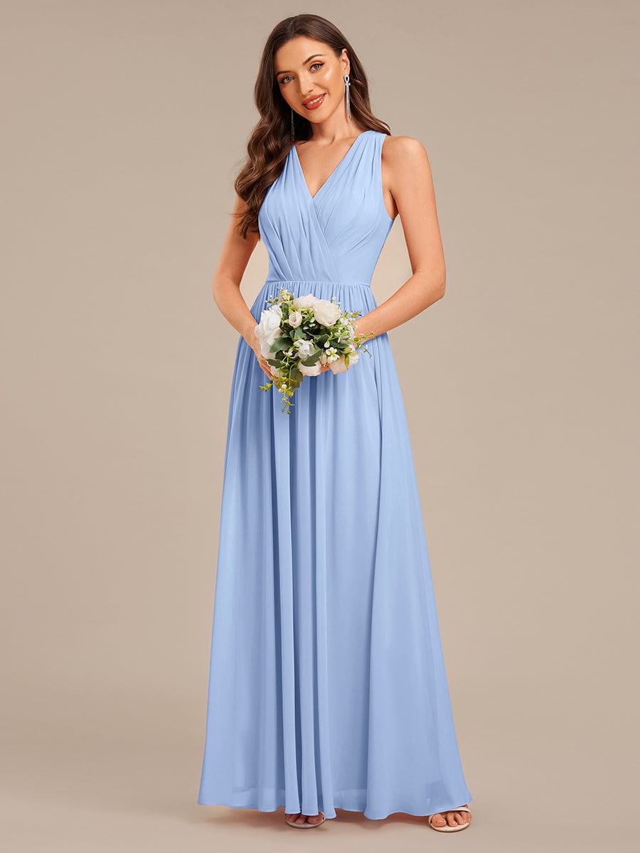 Applique Chiffon Sleeveless Bridesmaid Dress #color_Ice Blue