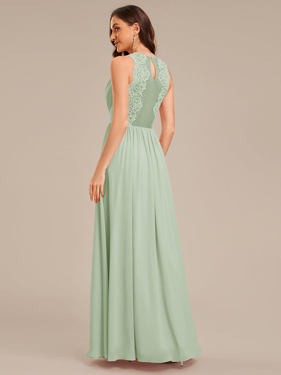 Applique Chiffon Sleeveless Bridesmaid Dress #color_Mint Green