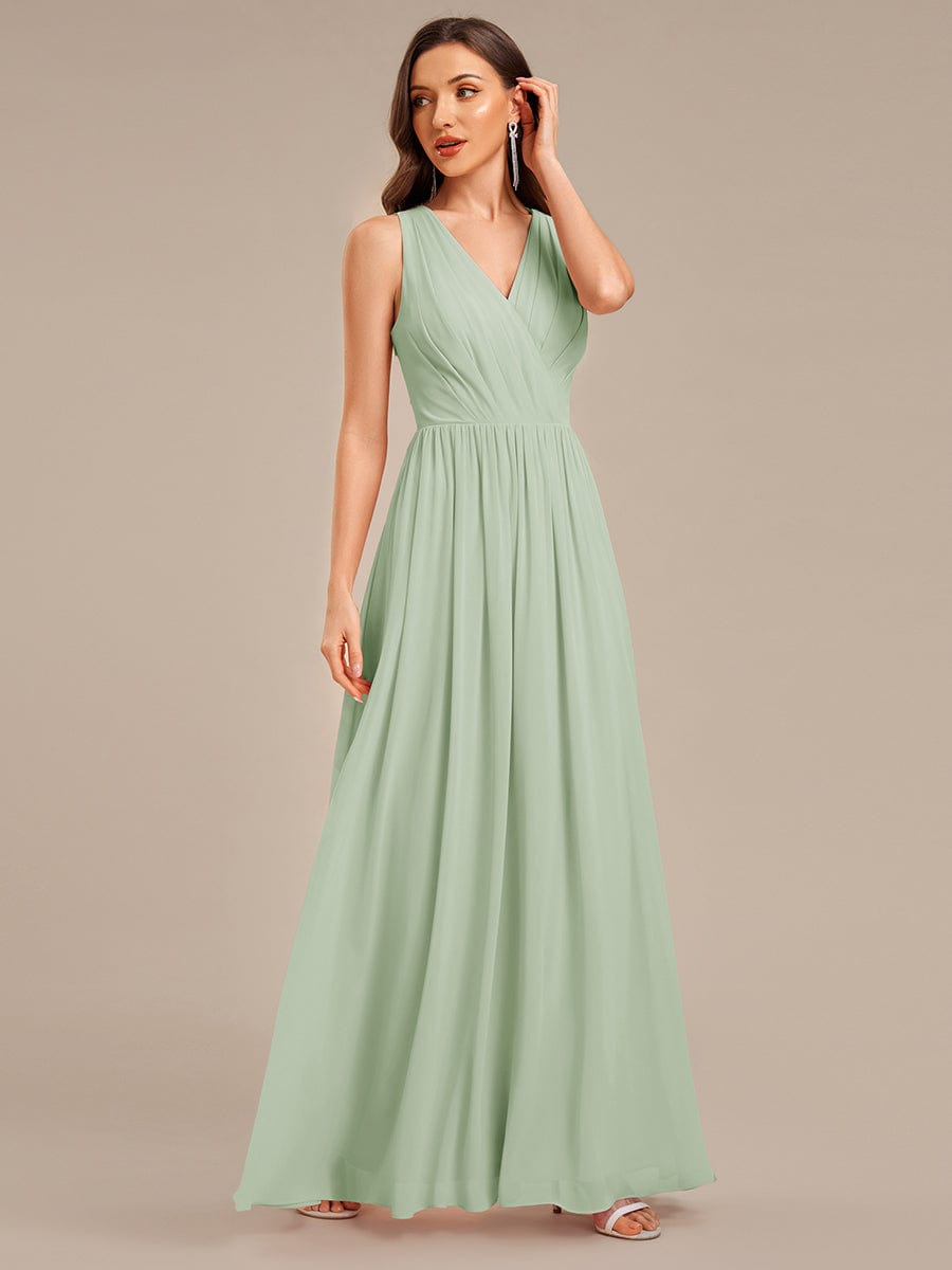 Applique Chiffon Sleeveless Bridesmaid Dress #color_Mint Green