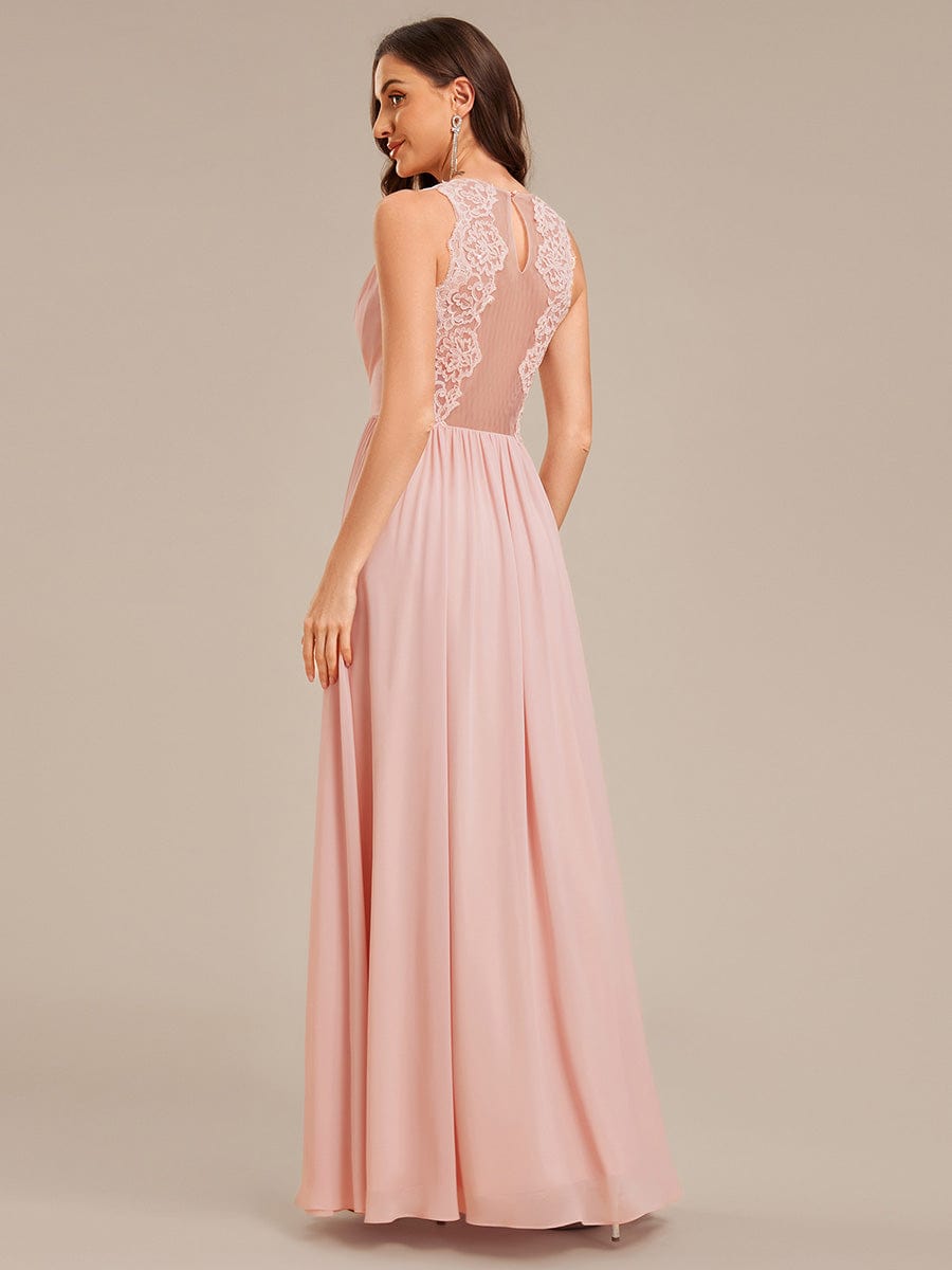 Applique Chiffon Sleeveless Bridesmaid Dress #color_Pink