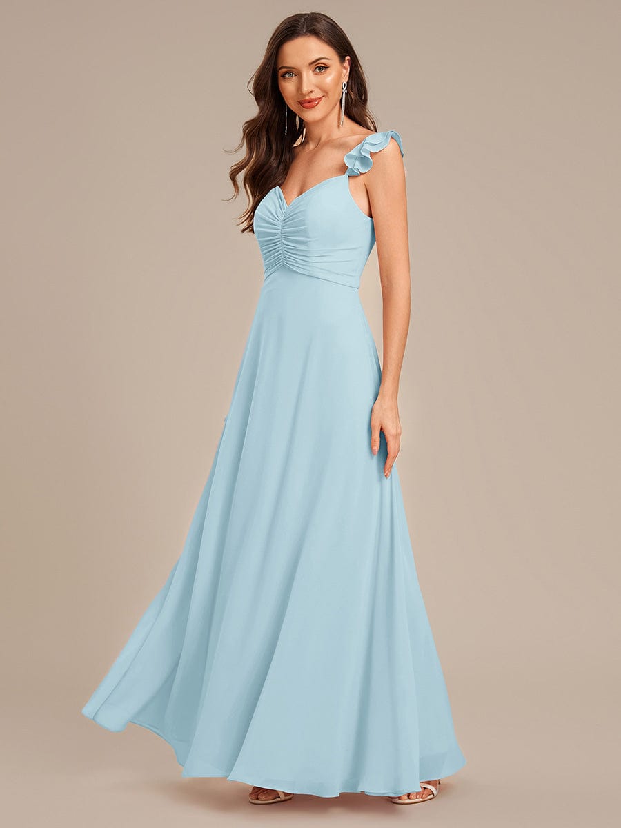 Backless Chiffon Ruffled Bridesmaid Dress #color_Sky Blue