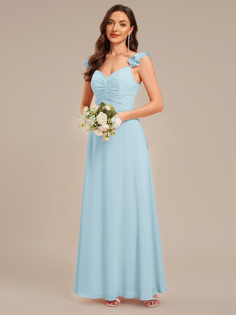 Backless Chiffon Ruffled Bridesmaid Dress #color_Sky Blue