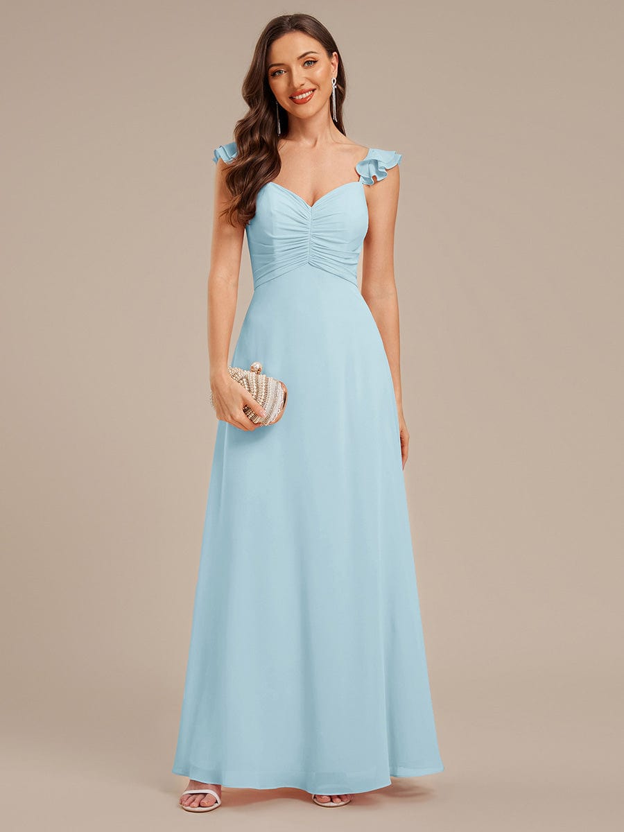 Backless Chiffon Ruffled Bridesmaid Dress #color_Sky Blue