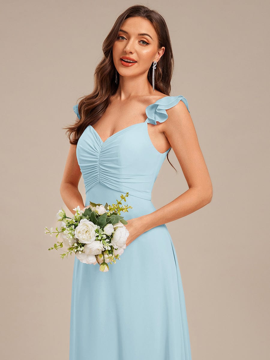 Backless Chiffon Ruffled Bridesmaid Dress #color_Sky Blue