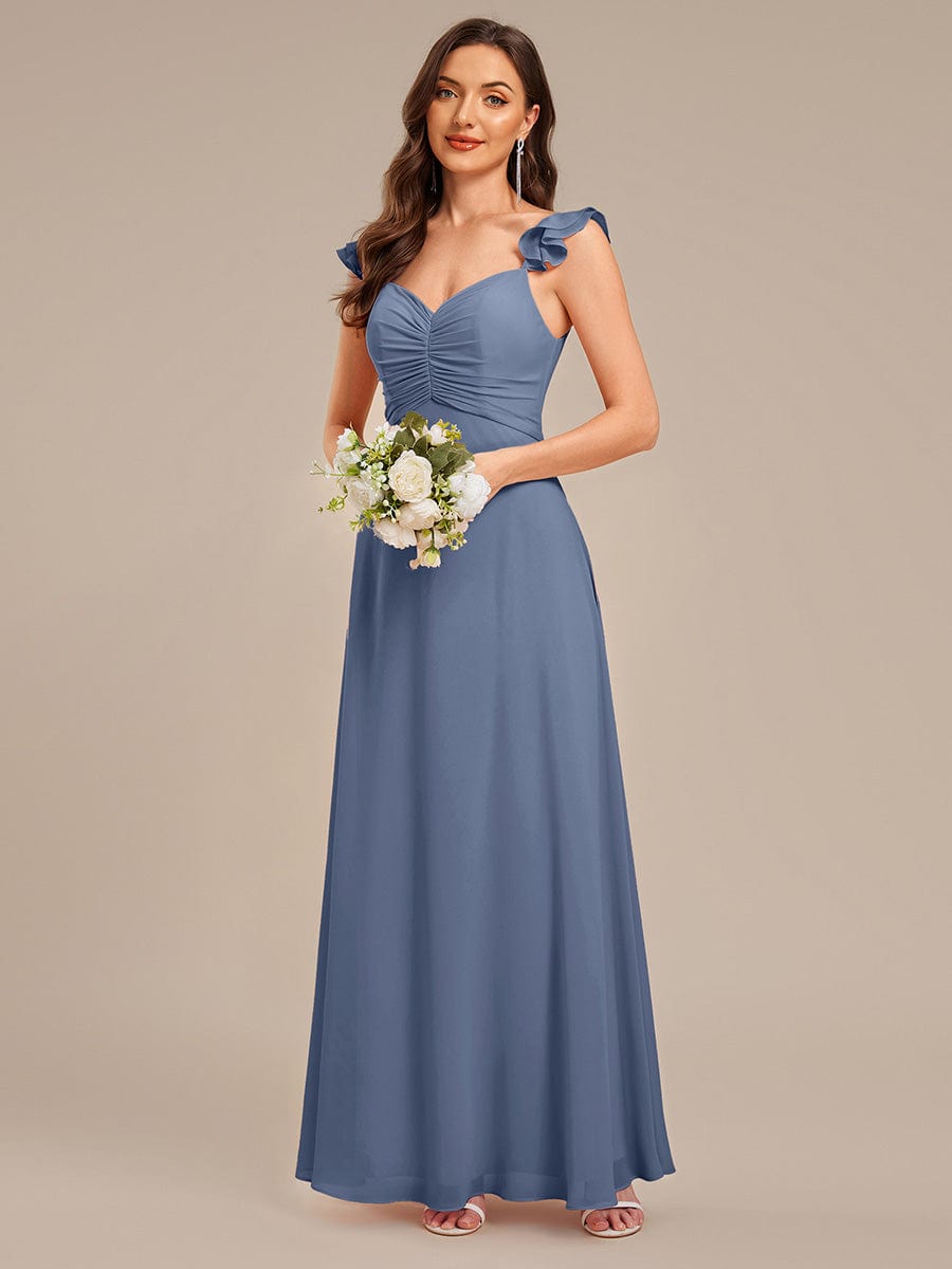 Backless Chiffon Ruffled Bridesmaid Dress #color_Dusty Blue