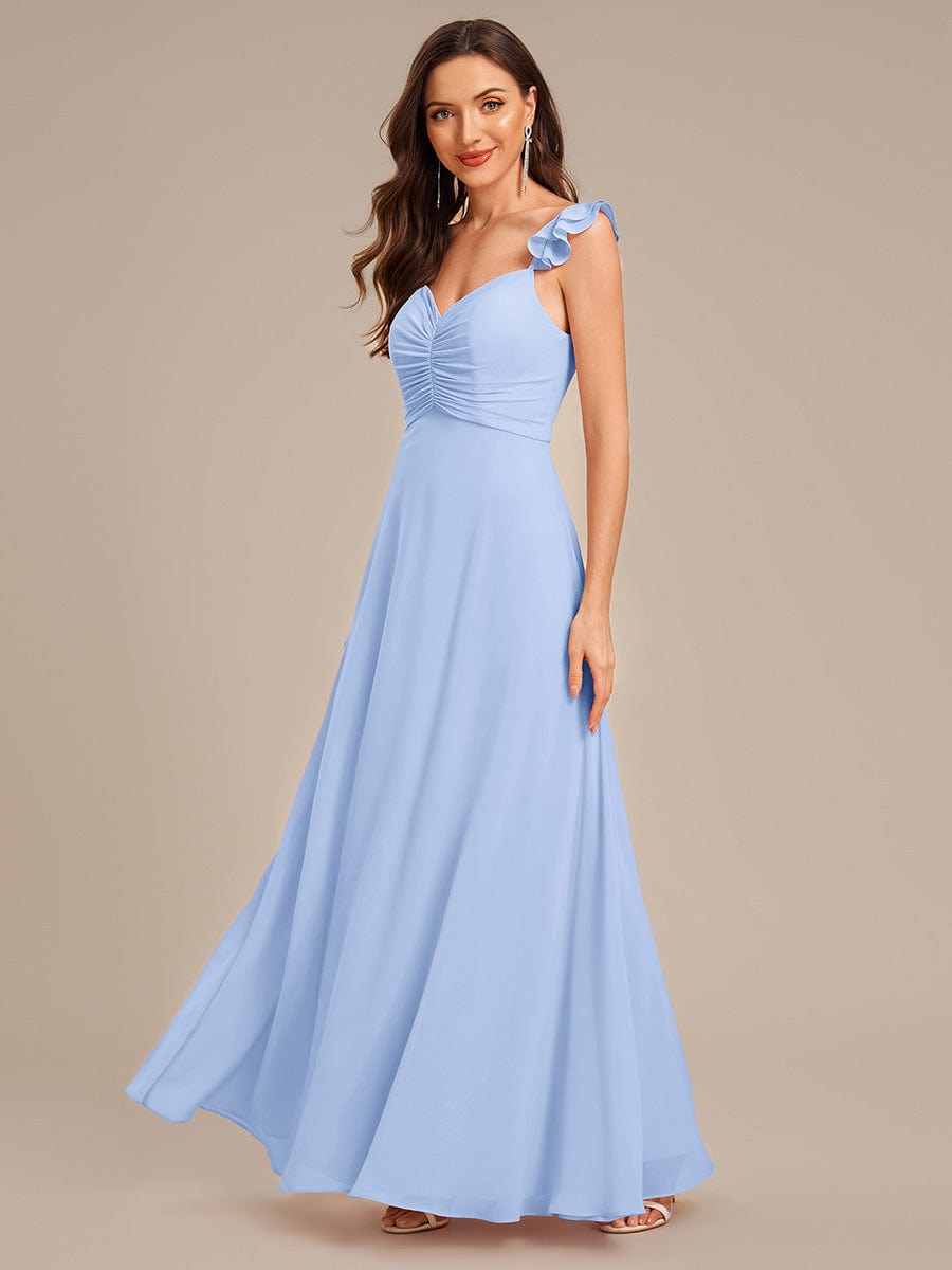 Backless Chiffon Ruffled Bridesmaid Dress #color_Ice Blue