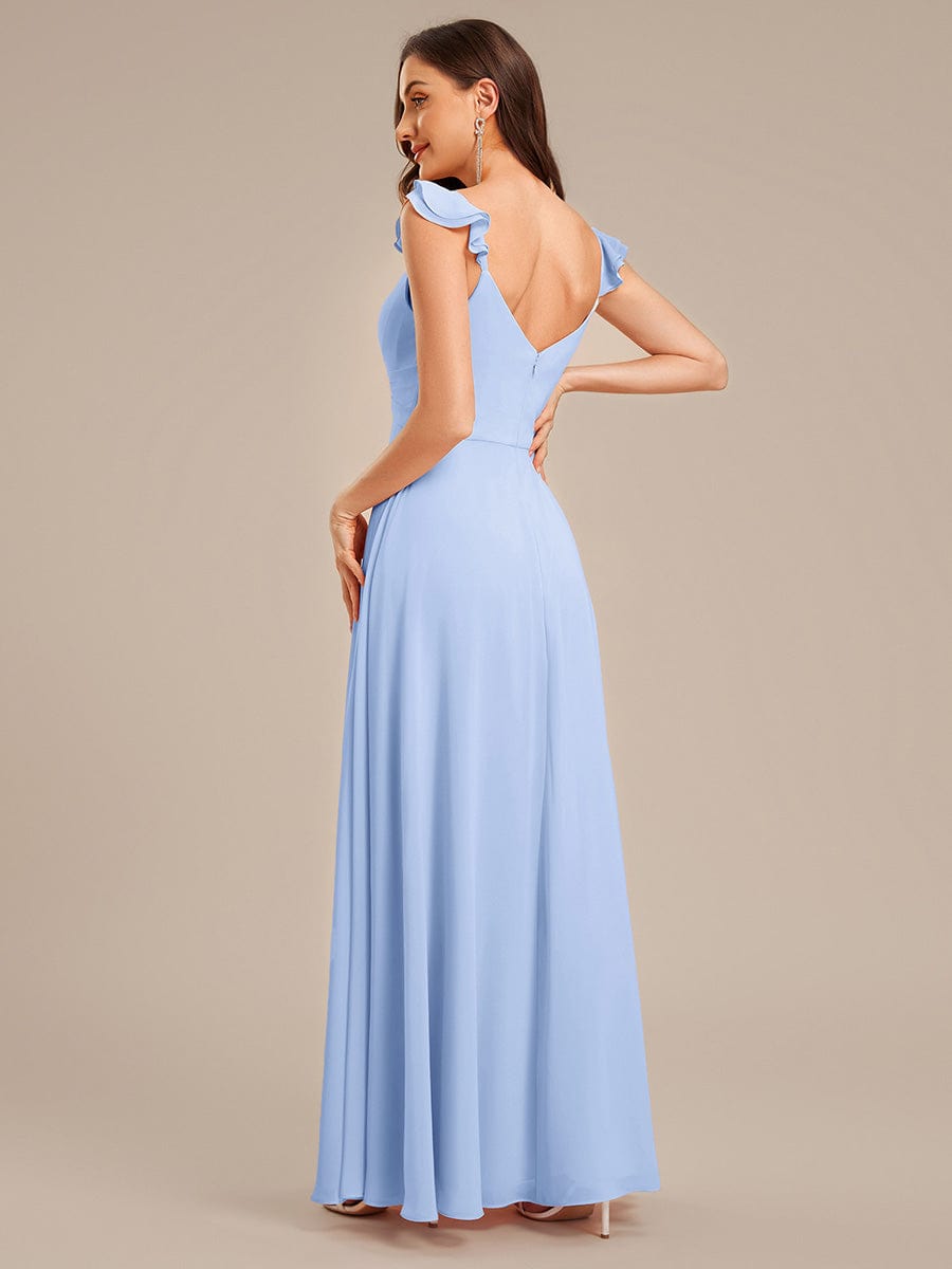 Backless Chiffon Ruffled Bridesmaid Dress #color_Ice Blue
