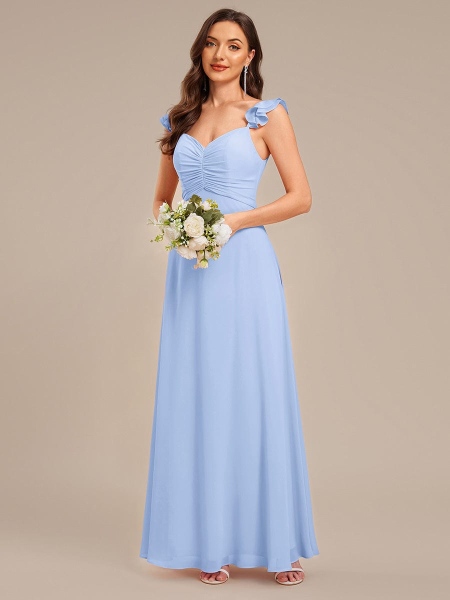Backless Chiffon Ruffled Bridesmaid Dress #color_Ice Blue