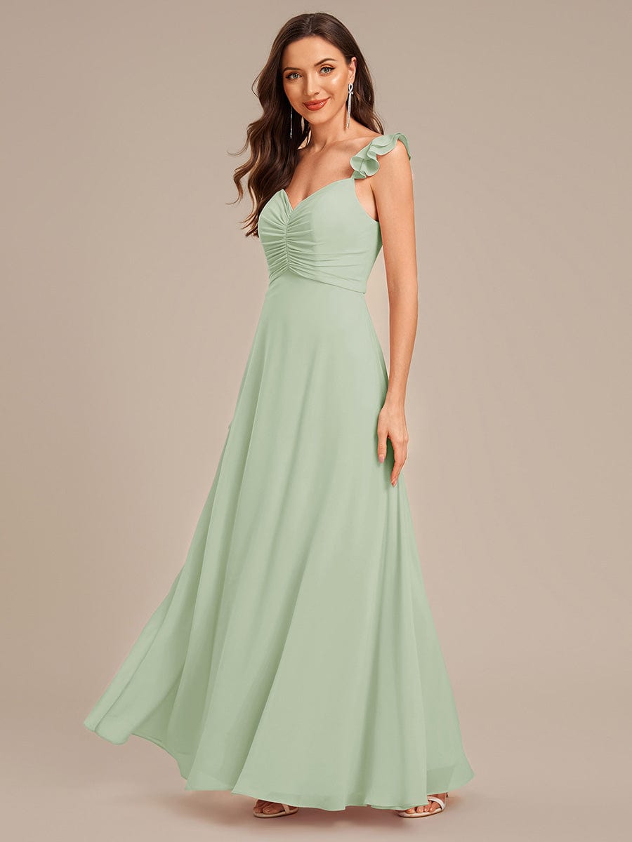 Backless Chiffon Ruffled Bridesmaid Dress #color_Mint Green