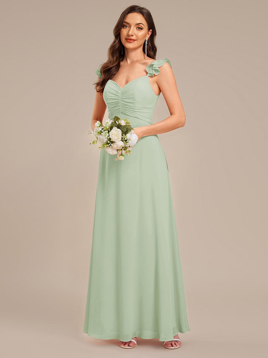 Backless Chiffon Ruffled Bridesmaid Dress #color_Mint Green