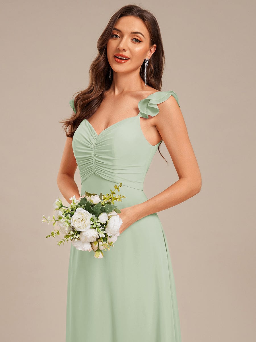 Backless Chiffon Ruffled Bridesmaid Dress #color_Mint Green