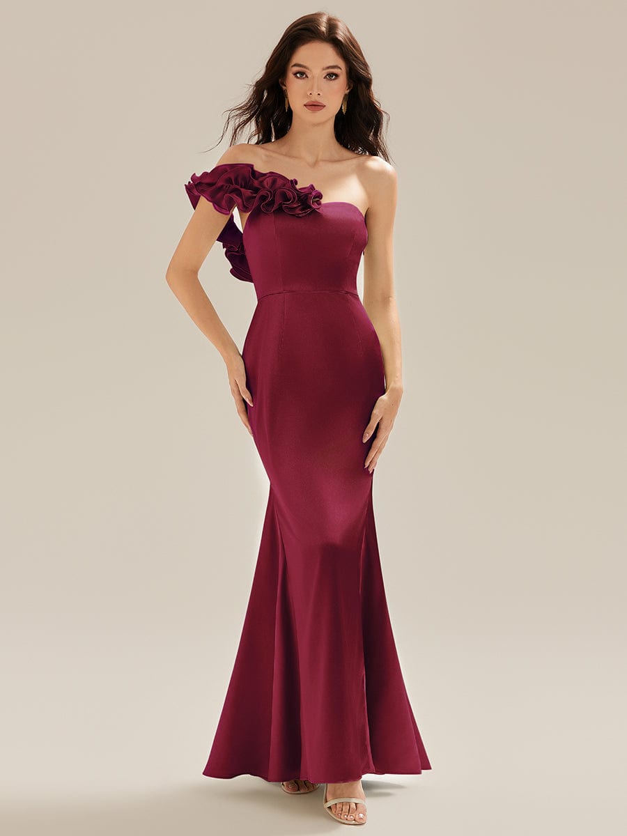 Lace-Up Satin Mermaid Maxi Dress #color_Burgundy