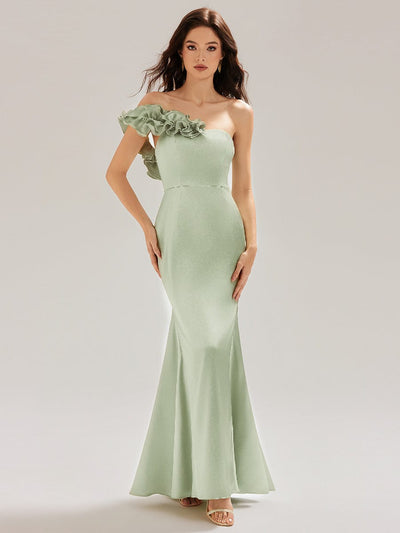 Lace-Up Satin Mermaid Maxi Dress #color_Mint Green