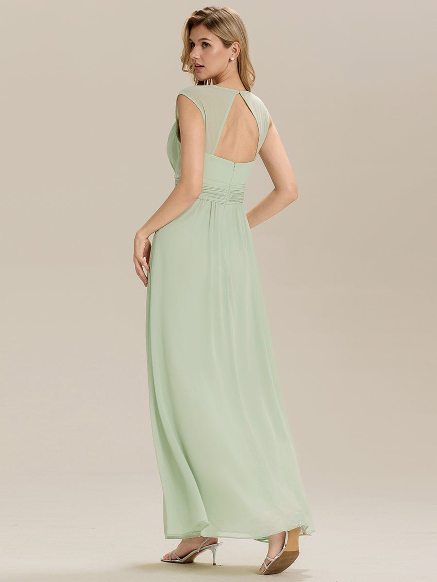 Backless Chiffon Sleeveless Bridesmaid Dress #color_Mint Green