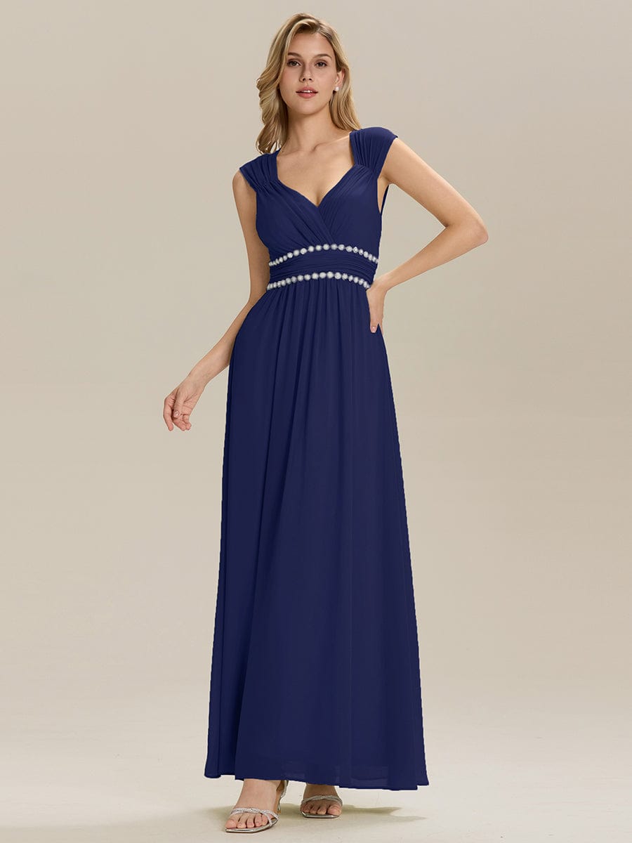 Backless Chiffon Sleeveless Bridesmaid Dress #color_Navy Blue