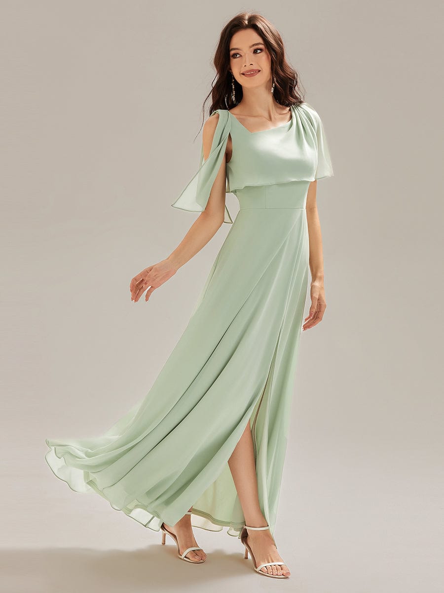 Thigh-High Slit Chiffon Sleeveless Maxi Dress #color_Mint Green