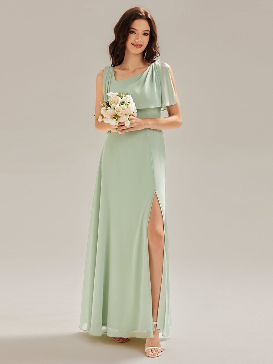 Thigh-High Slit Chiffon Sleeveless Maxi Dress #color_Mint Green