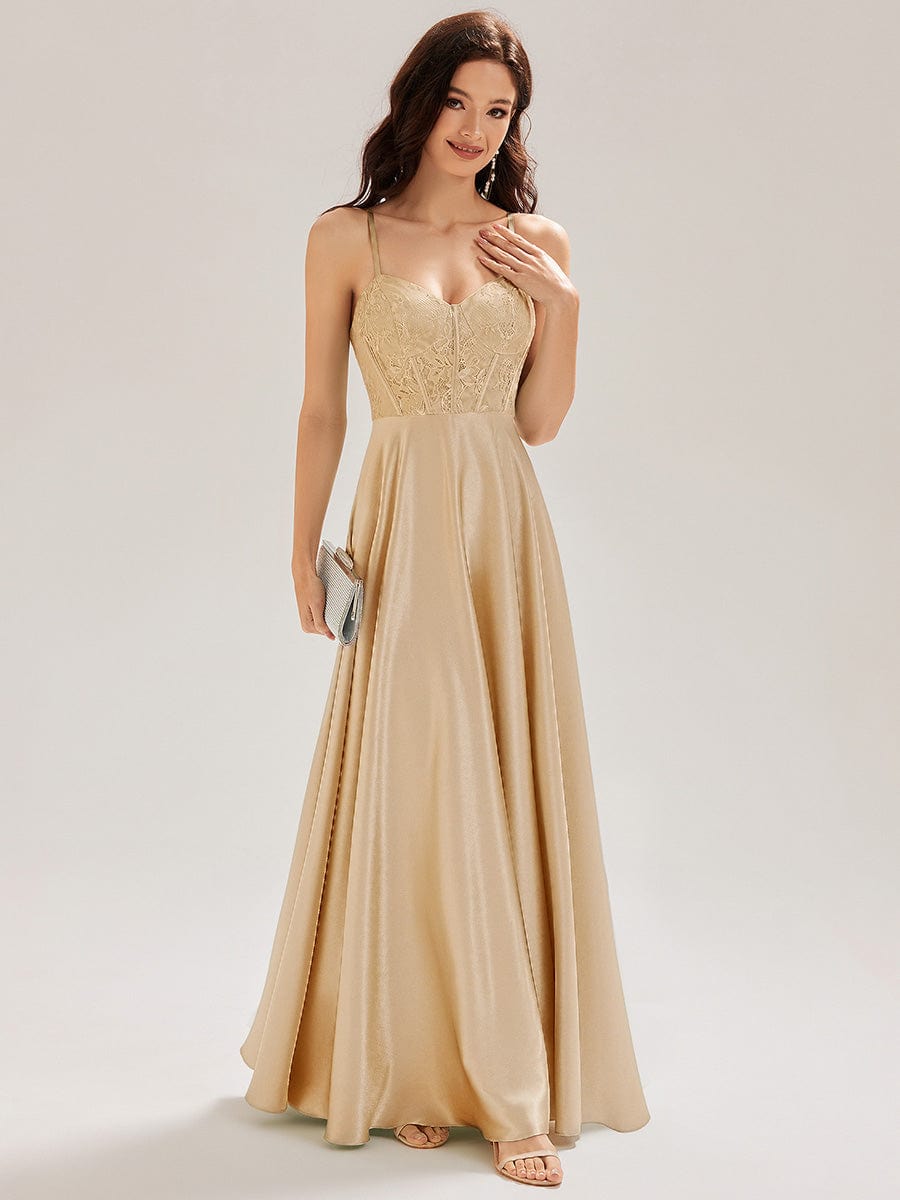Satin Sleeveless A-Line Maxi Dress #color_Champagne