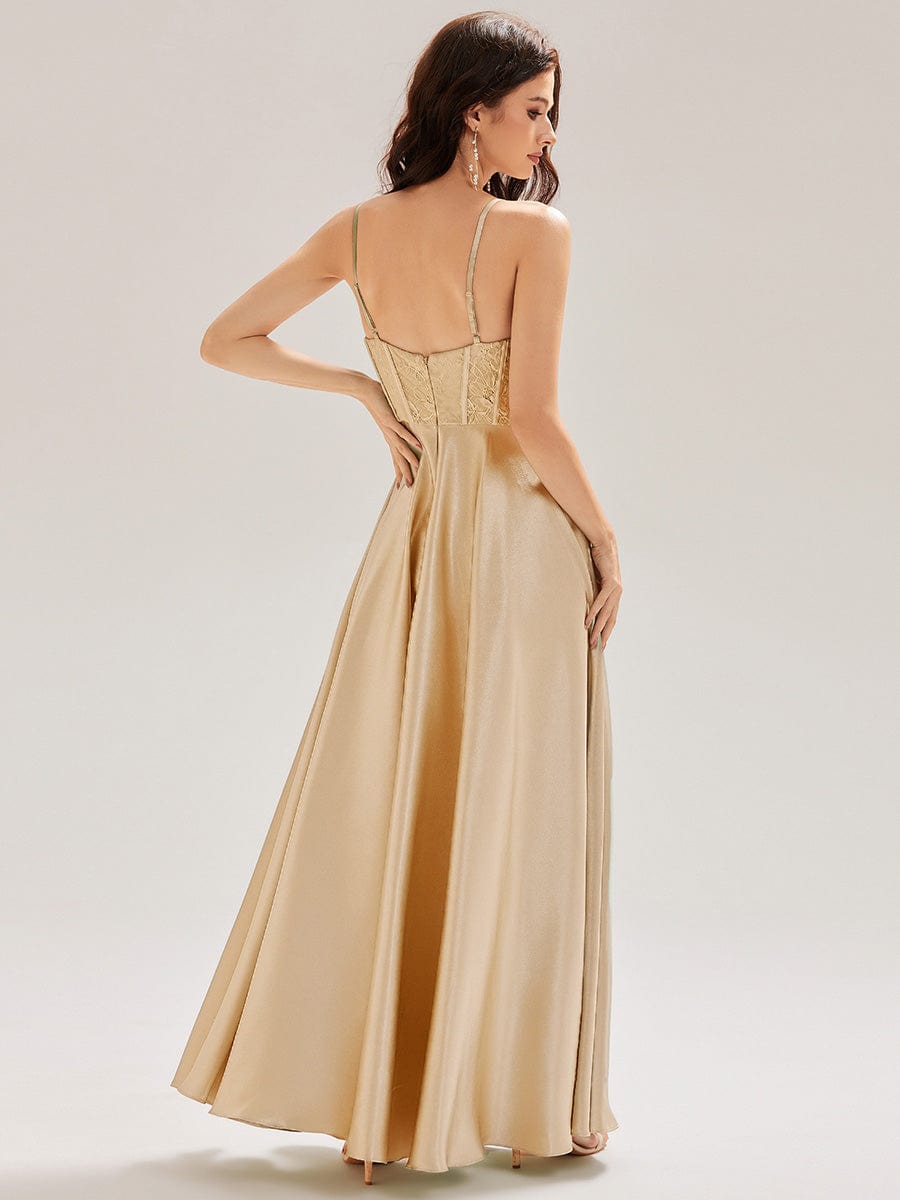 Satin Sleeveless A-Line Maxi Dress #color_Champagne