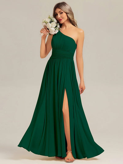 Thigh-High Slit Chiffon Sleeveless Bridesmaid Dress