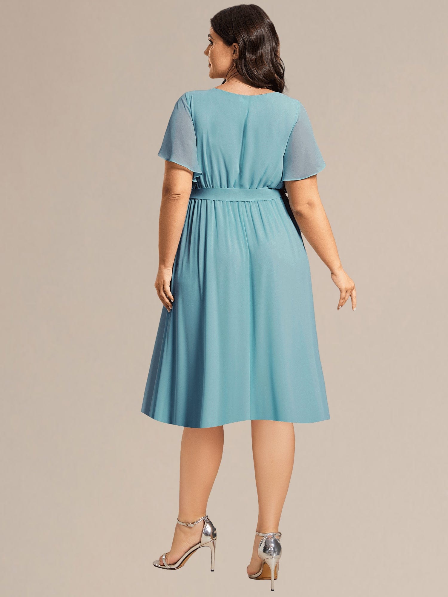 Plus Size Tie-Waist Bridesmaid Dresses #color_Light Teal
