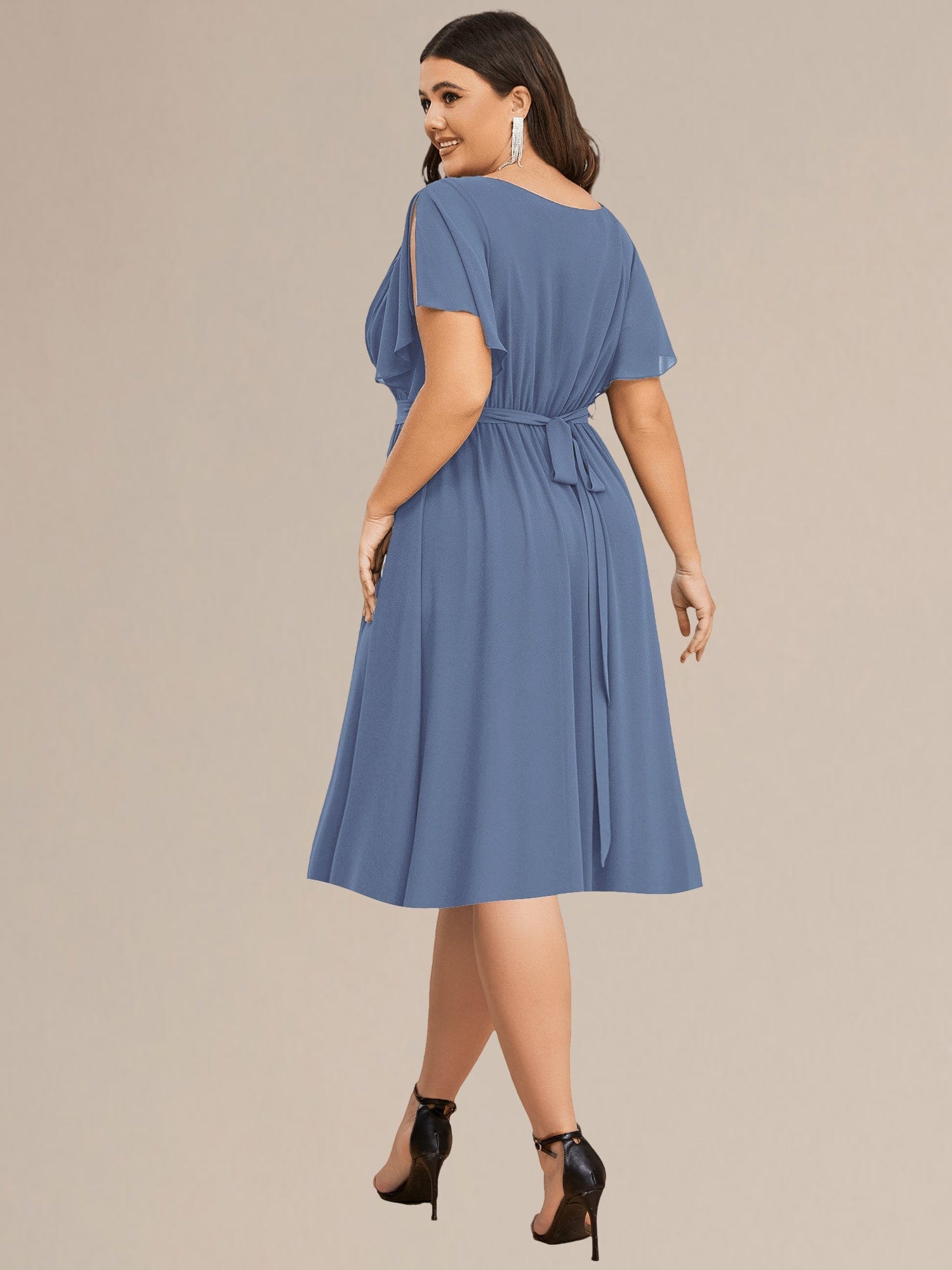 Plus Size Tie-Waist Bridesmaid Dresses #color_Dusty Blue