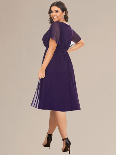 Plus Size Tie-Waist Bridesmaid Dresses #color_Dark Purple