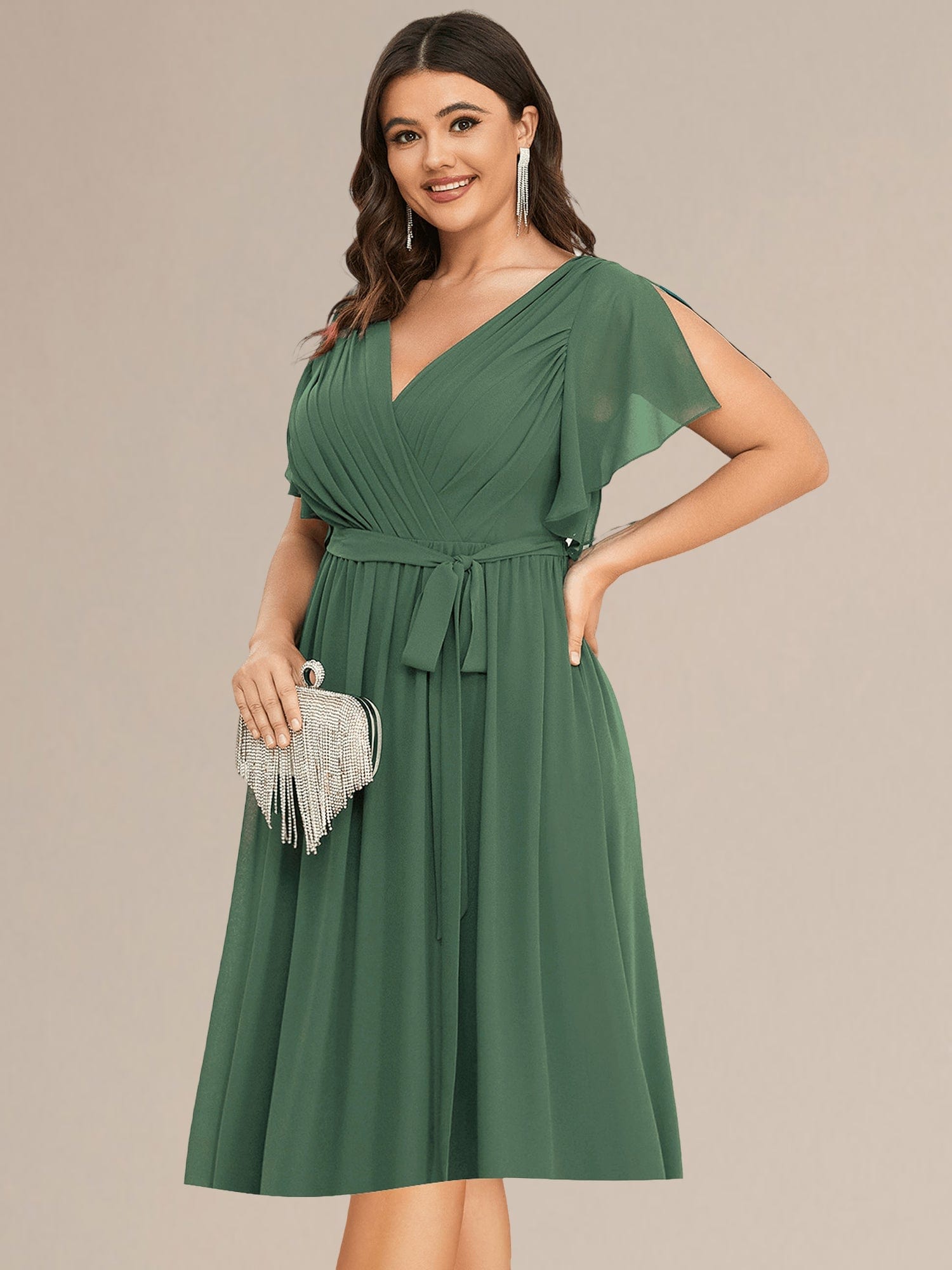 Plus Size Tie-Waist Bridesmaid Dresses #color_Eucalyptus