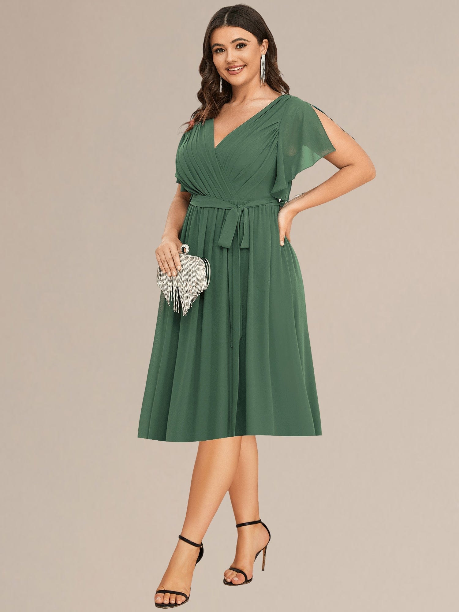 Plus Size Tie-Waist Bridesmaid Dresses #color_Eucalyptus