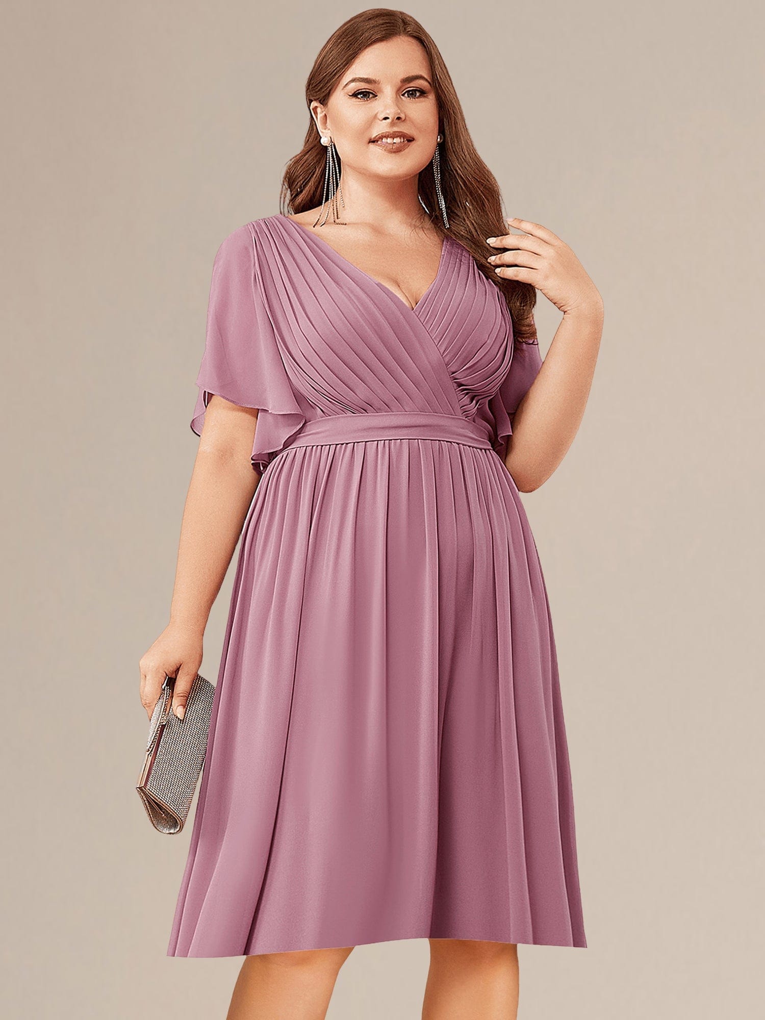 Plus Size Tie-Waist Bridesmaid Dresses #color_Purple Orchid