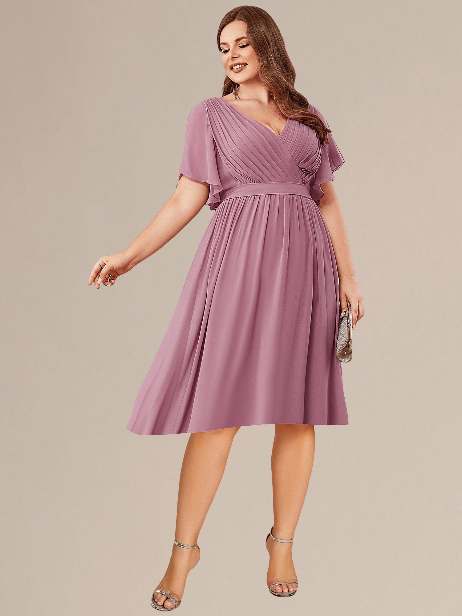 Plus Size Tie-Waist Bridesmaid Dresses #color_Purple Orchid