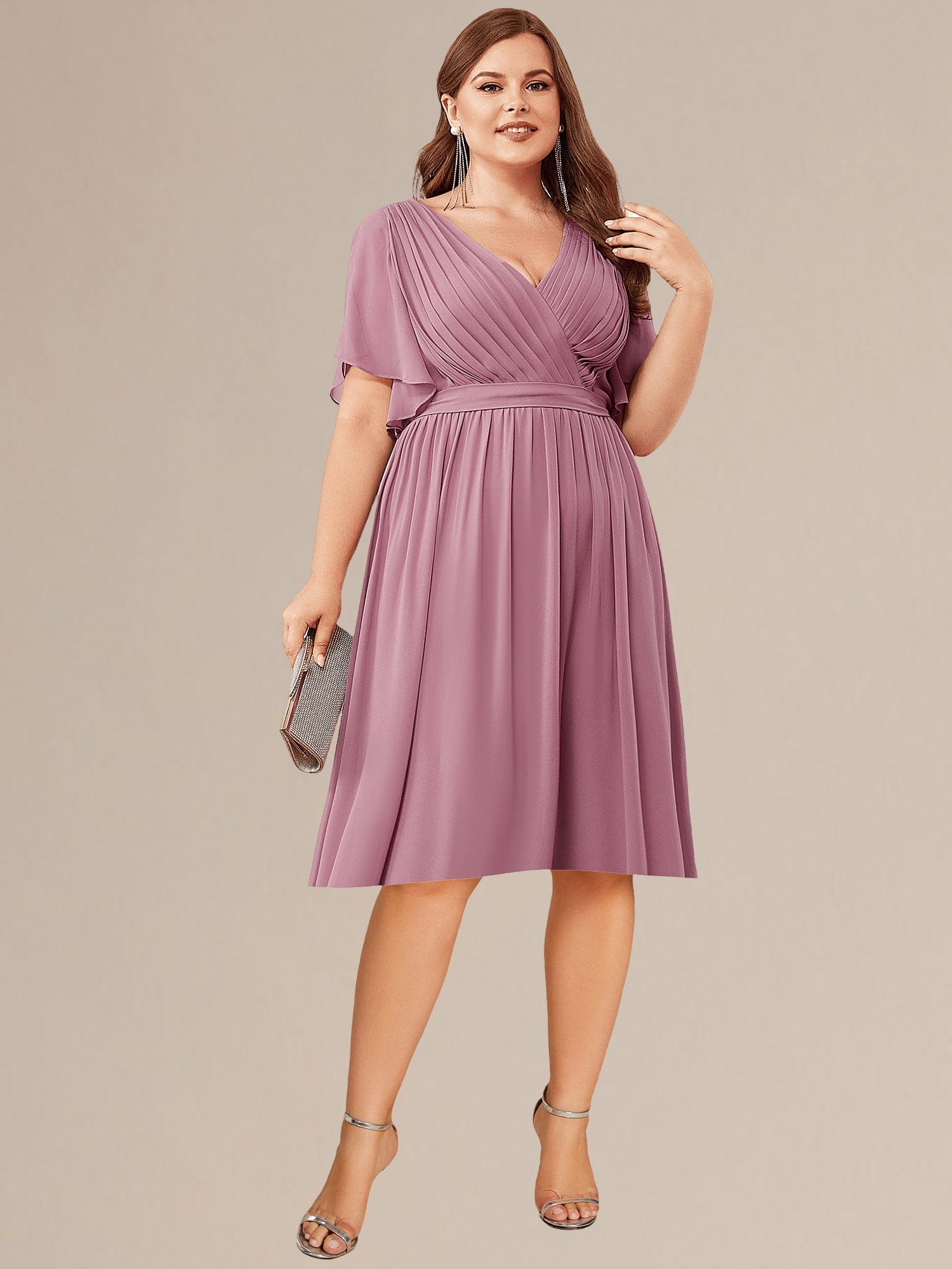 Plus Size Tie-Waist Bridesmaid Dresses #color_Purple Orchid