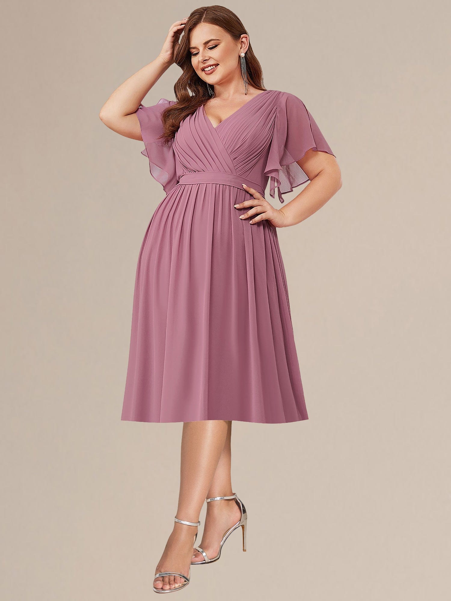 Plus Size Tie-Waist Bridesmaid Dresses #color_Purple Orchid