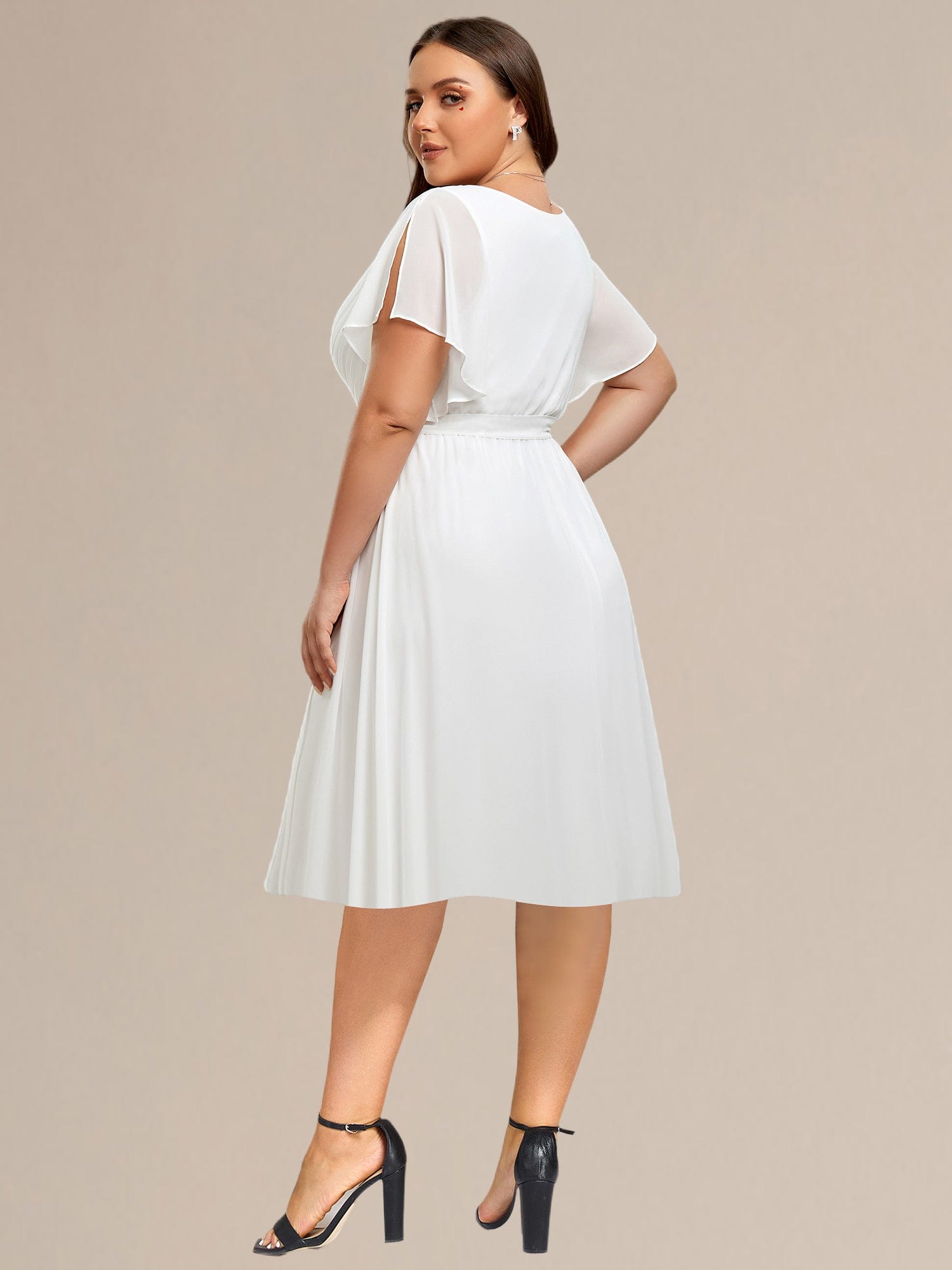 Plus Size Tie-Waist Bridesmaid Dresses #color_White