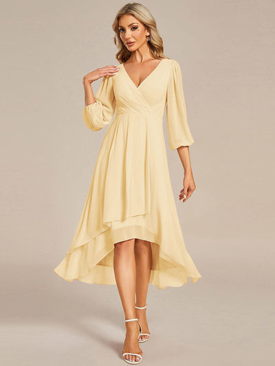 ever BRIAR|See-Through 3/4 Sleeves V-Neck A-Line Chiffon Wedding Guest Dress