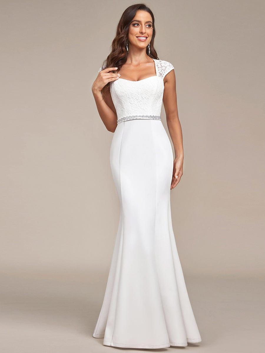 Simple Cap Sleeve Sweetheart Mermaid Style Wedding Dress