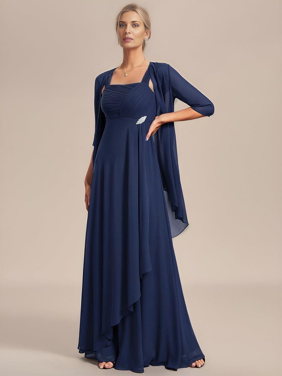 Two-Piece Square Neck Chiffon A-Line Mother of the Bride Dress