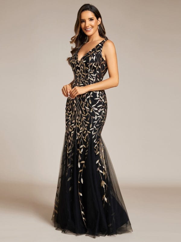 ever ORIEL|Women's Double V-Neck Fishtail Sequin Evening Dress