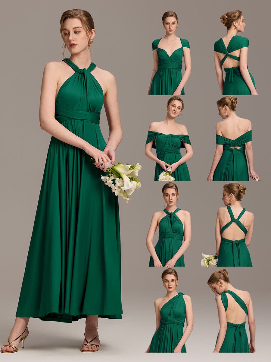 High-Stretch Soft Versatile Convertible Bridesmaid Dress #color_Dark Green