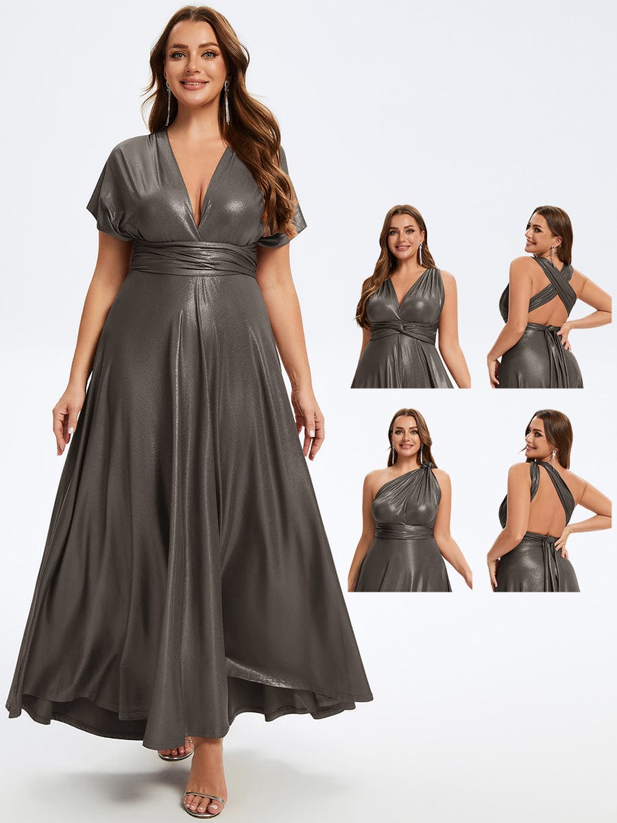 High-Stretch Soft Versatile Convertible Bridesmaid Dress #color_Metallic Black