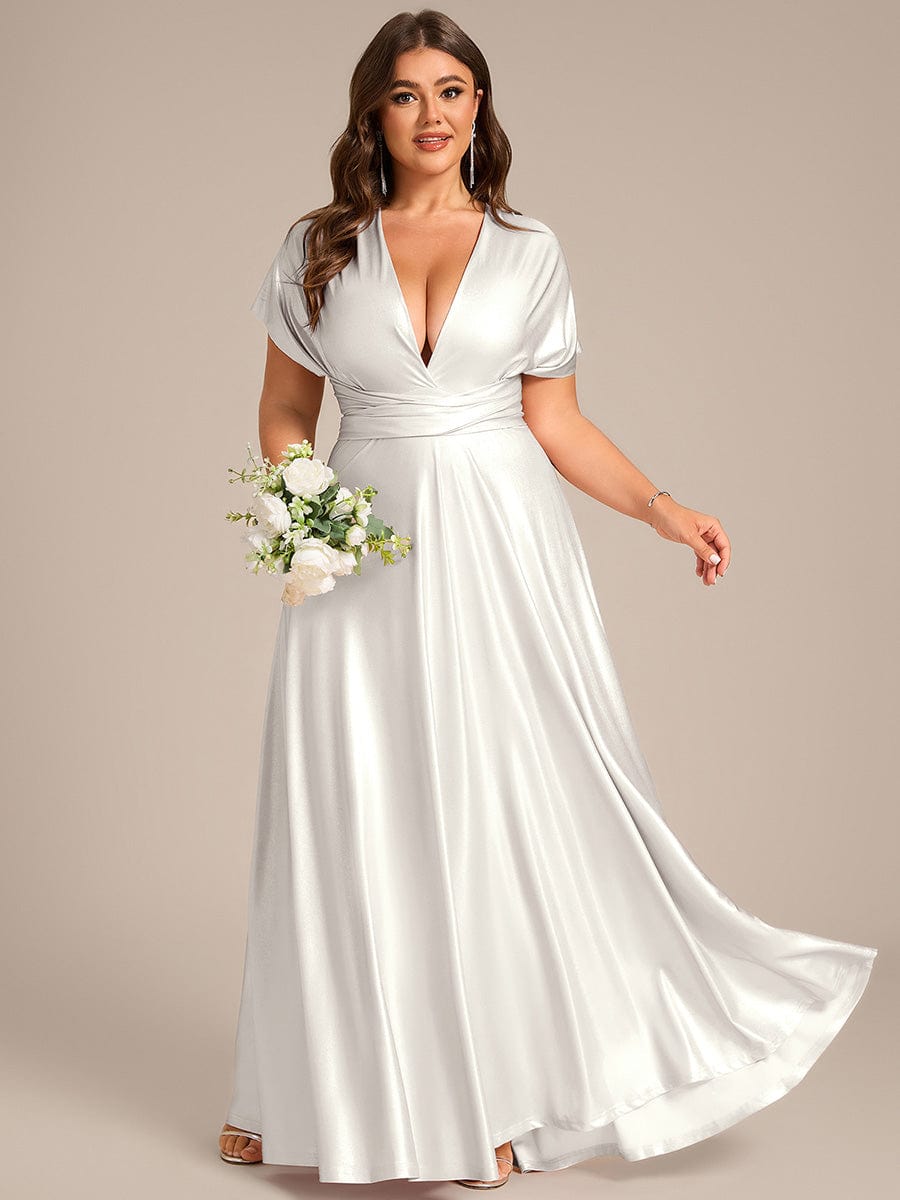High-Stretch Soft Versatile Convertible Bridesmaid Dress #color_Metallic Silver