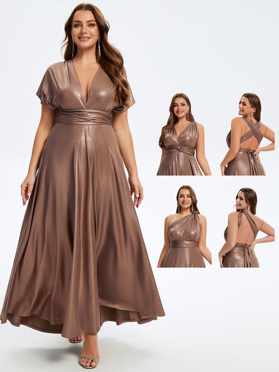 High-Stretch Soft Versatile Convertible Bridesmaid Dress #color_Metallic Brown