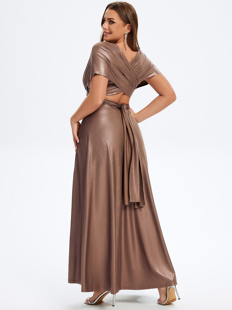High-Stretch Soft Versatile Convertible Bridesmaid Dress #color_Metallic Brown
