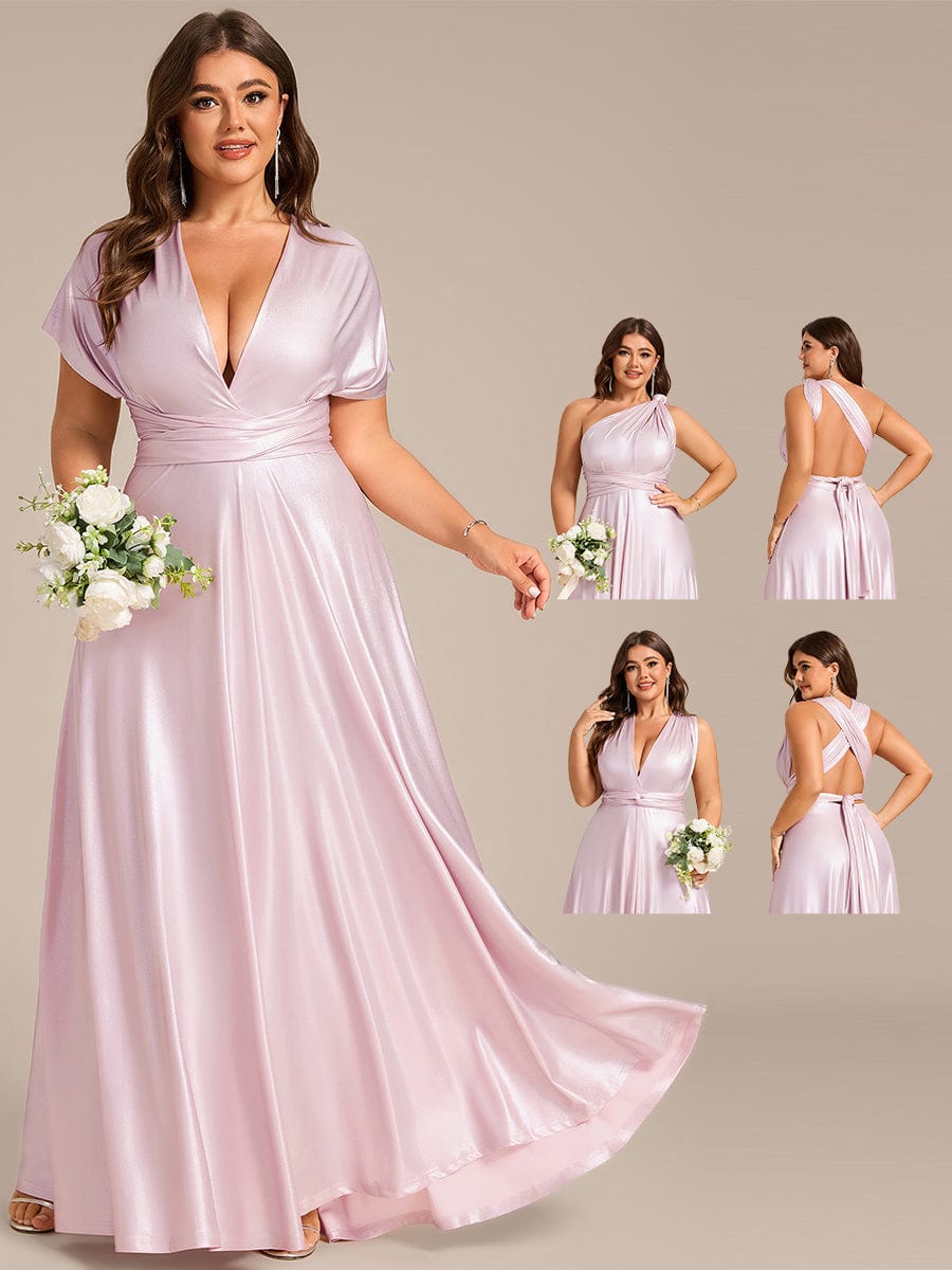 High-Stretch Soft Versatile Convertible Bridesmaid Dress #color_Metallic Pink