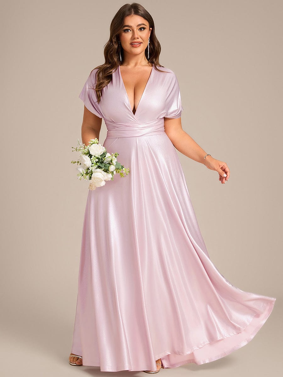 High-Stretch Soft Versatile Convertible Bridesmaid Dress #color_Metallic Pink